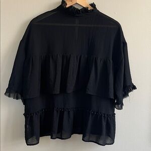 Ivy Jane black sheer blouse size large
